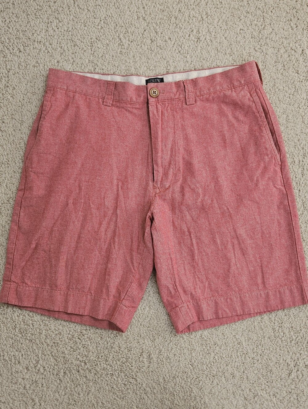 J Crew Gramercy Shorts Mens Cotton Red Flat Front 8" Inseam Preppy Coastal 31